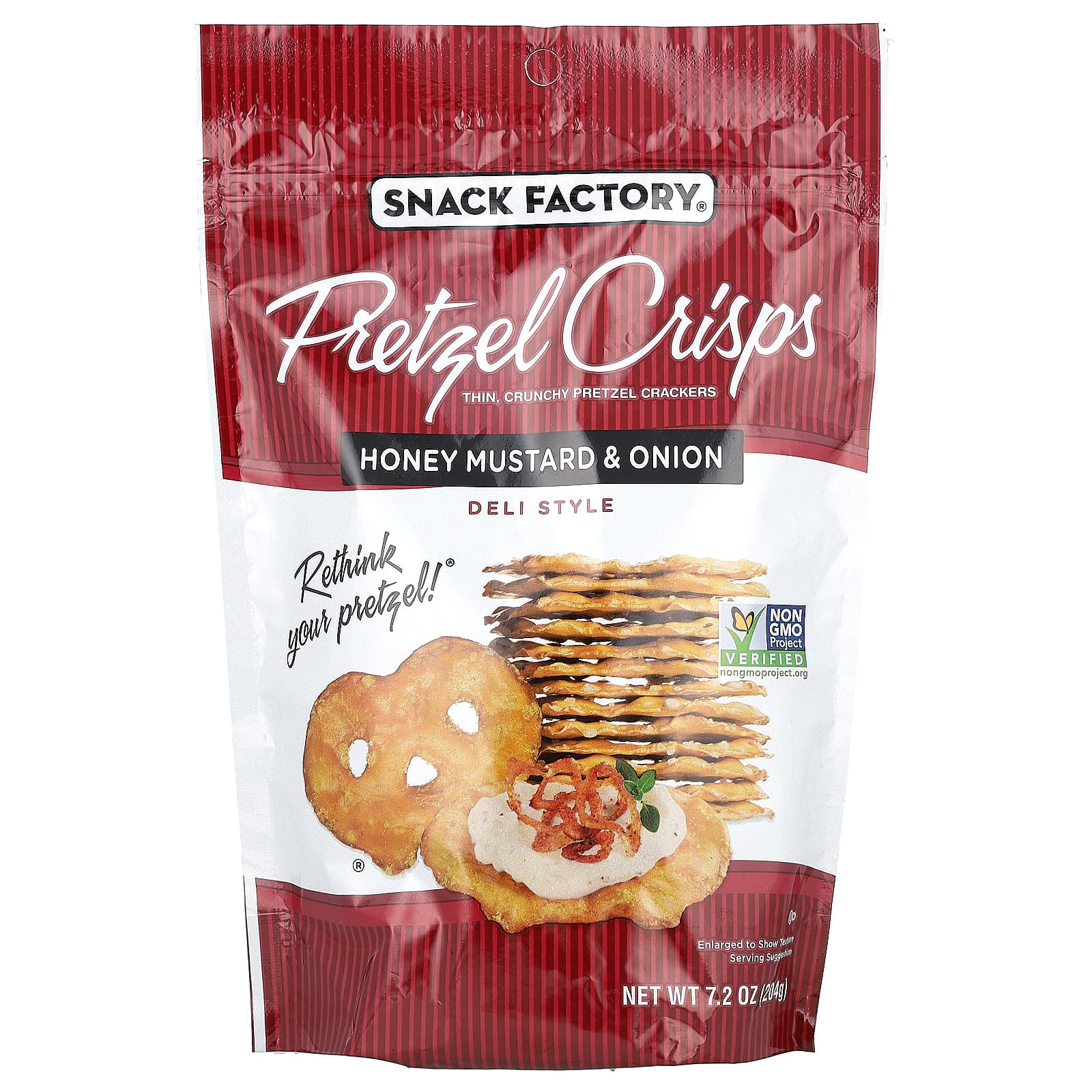 Snack Factory-Pretzel Crisps-Honey Mustard & Onion-Deli Style -7.2 oz (204 g)