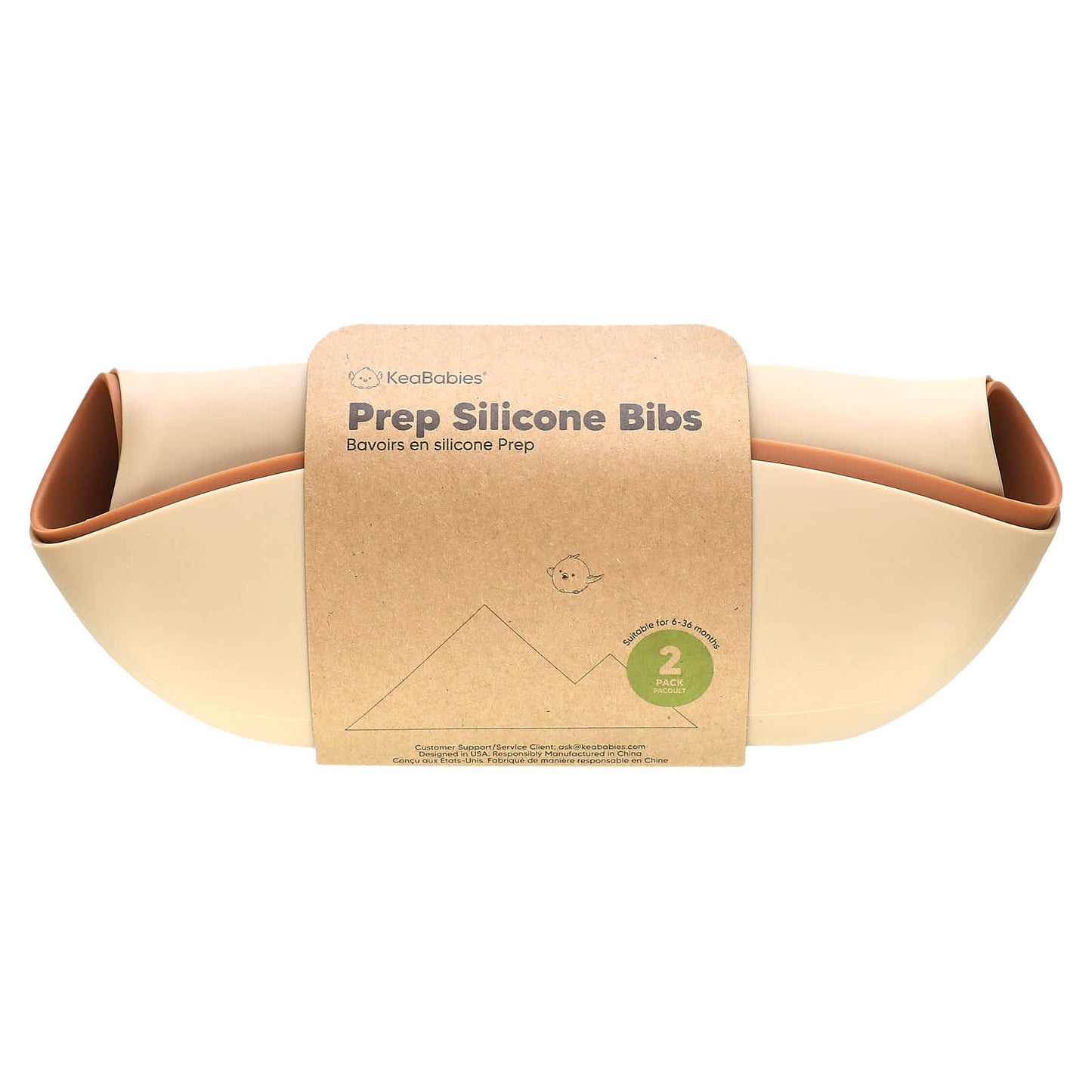 KeaBabies-Prep Silicone Bibs-6-36 Months-Terracotta-2 Pack