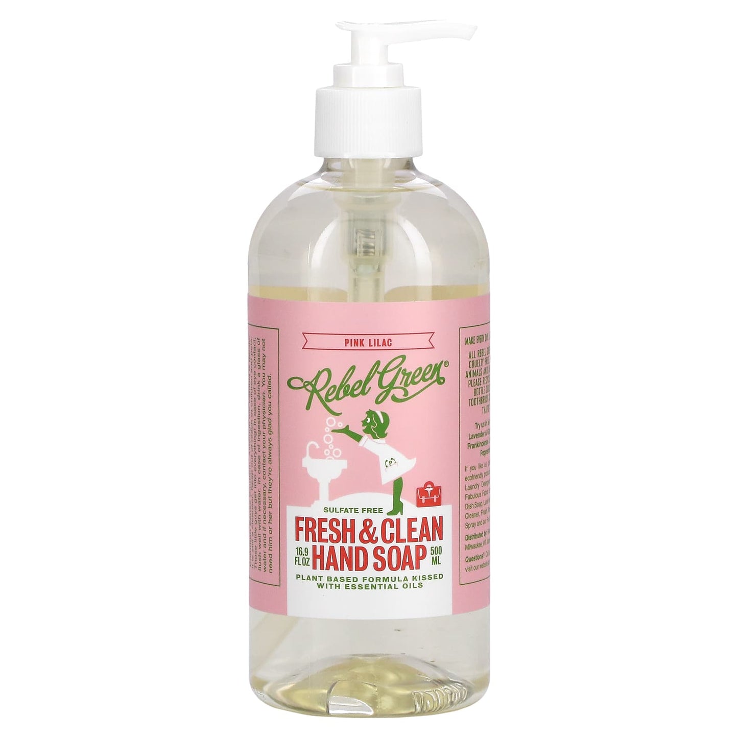 Rebel Green-Fresh &  Clean Hand Soap-Pink Lilac-16.9 fl oz (500 ml)