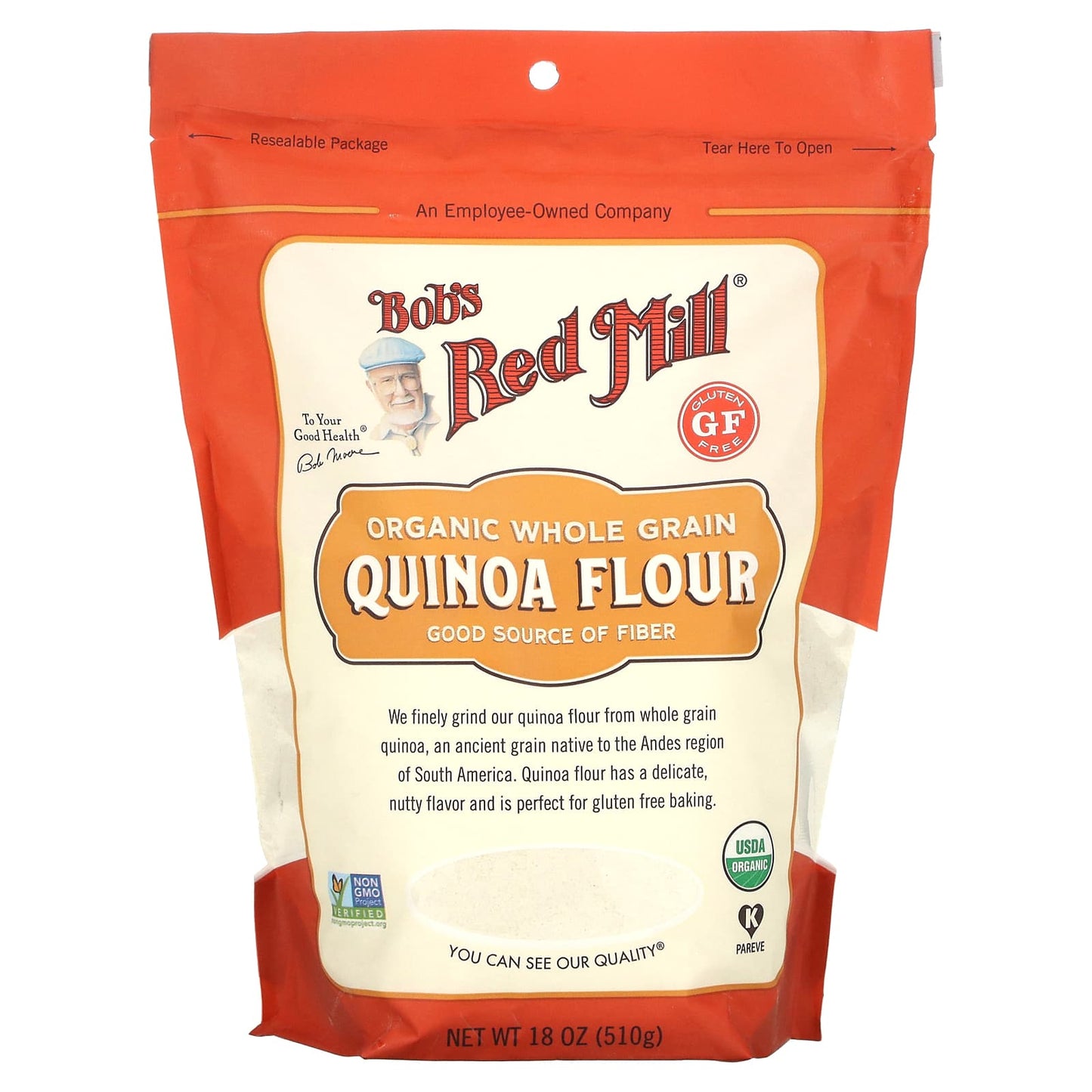 Bob's Red Mill-Organic-Whole Grain Quinoa Flour-18 oz (510 g)