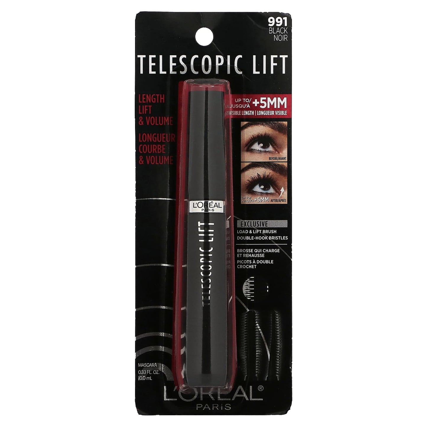 L'Oréal, Telescopic Lift Mascara, 991 Black, 0.33 fl oz (10 ml)