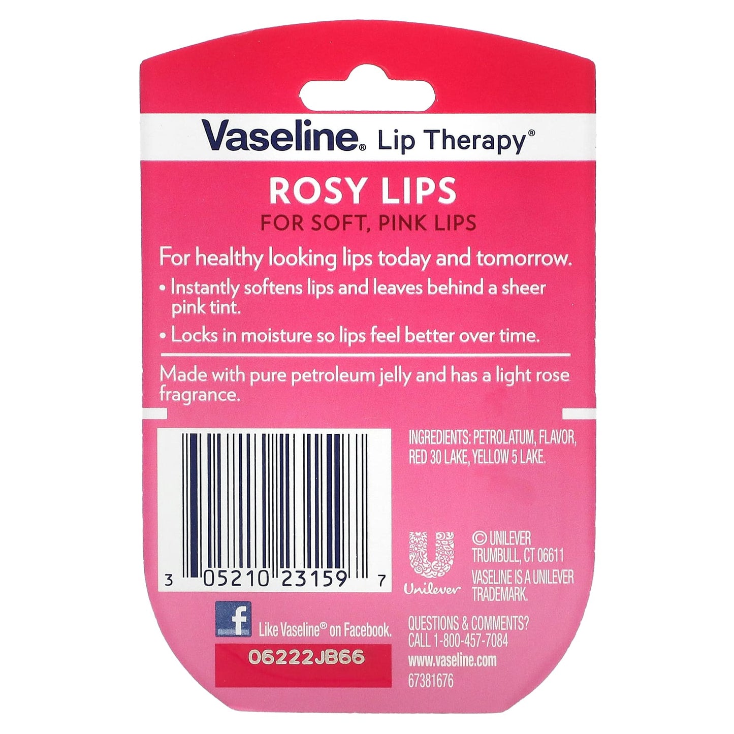 Vaseline, Lip Therapy, Rosy Lip Balm, 0.25 oz (7 g)