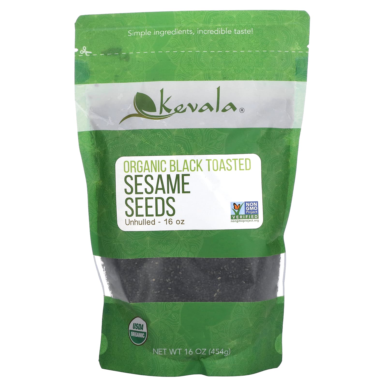 Kevala-Organic Black Toasted Sesame Seeds-Unhulled-16 oz (454 g)