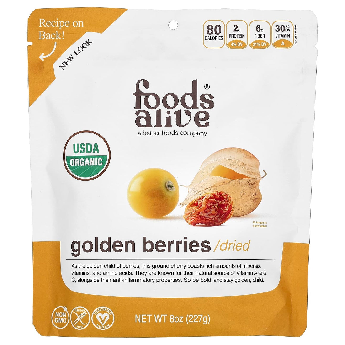 Foods Alive-Golden Berries-Dried-8 oz (227 g)