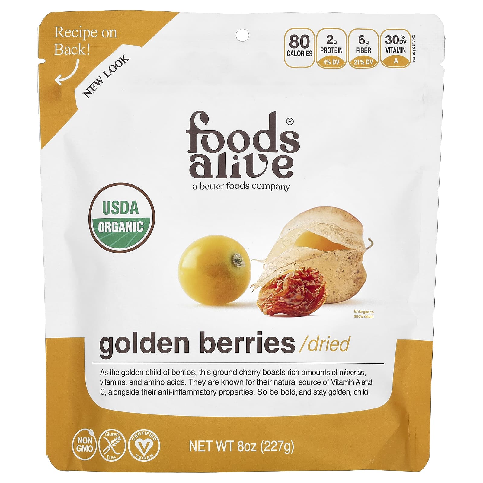 Foods Alive-Golden Berries-Dried-8 oz (227 g)