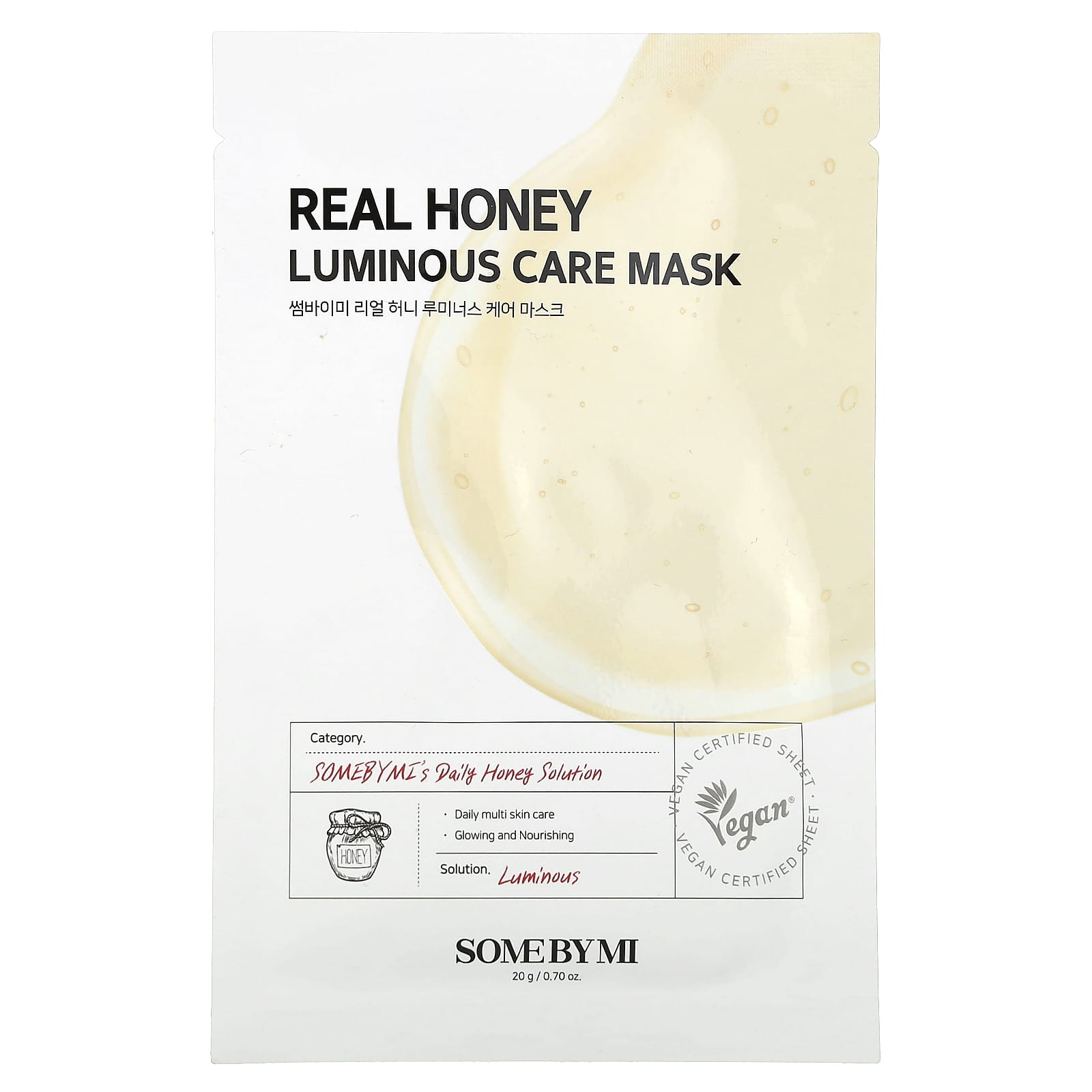 SOME BY MI-Real Honey-Luminous Care Beauty Mask-1 Sheet-0.70 oz (20 g)