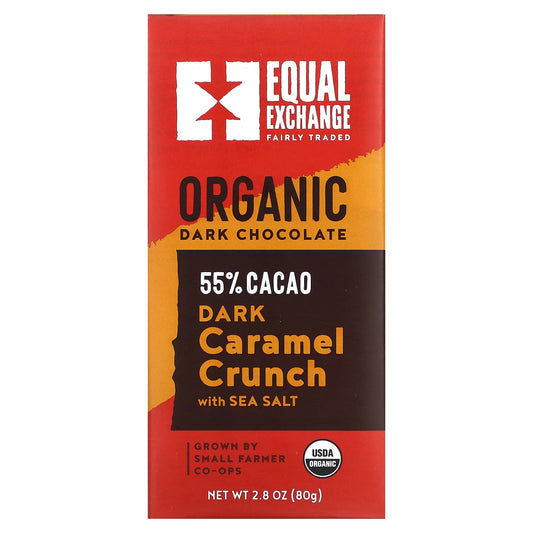 Equal Exchange-Organic-Dark Chocolate-Caramel Crunch with Sea Salt-55% Cacao-2.8 oz (80 g)