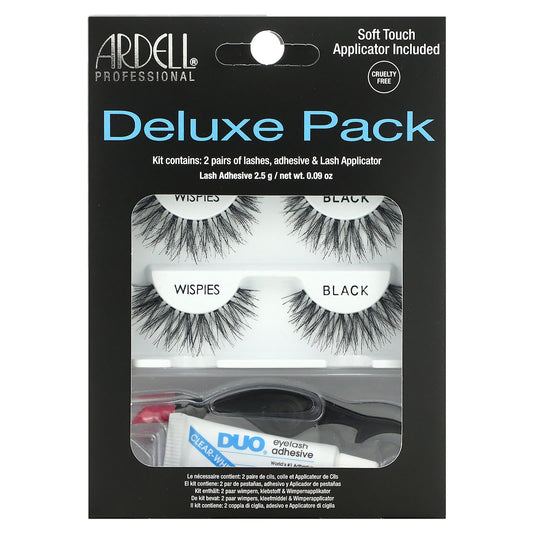 Ardell-Deluxe Pack-Wispies Lashes with Applicator and Eyelash Adhesive-1 Set