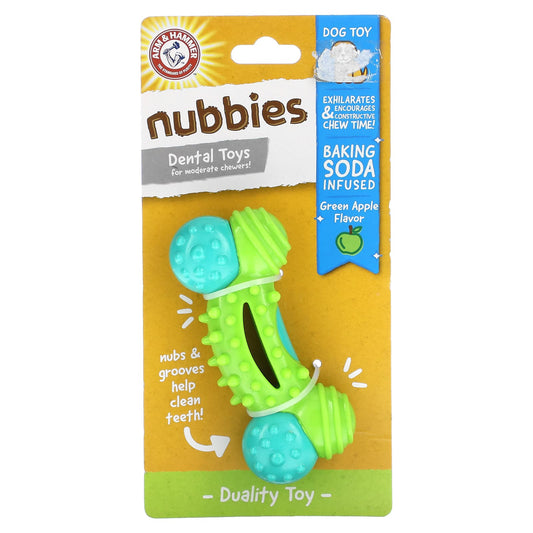 Arm & Hammer-Nubbies-Dental Toys for Moderate Chewers-Duality Toy-Green Apple-1 Toy