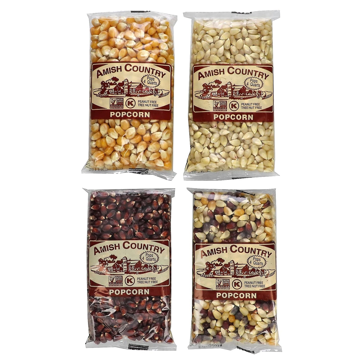 Amish Country Popcorn-Variety Set Popcorn -4 Pack-4 oz (113 g) Each