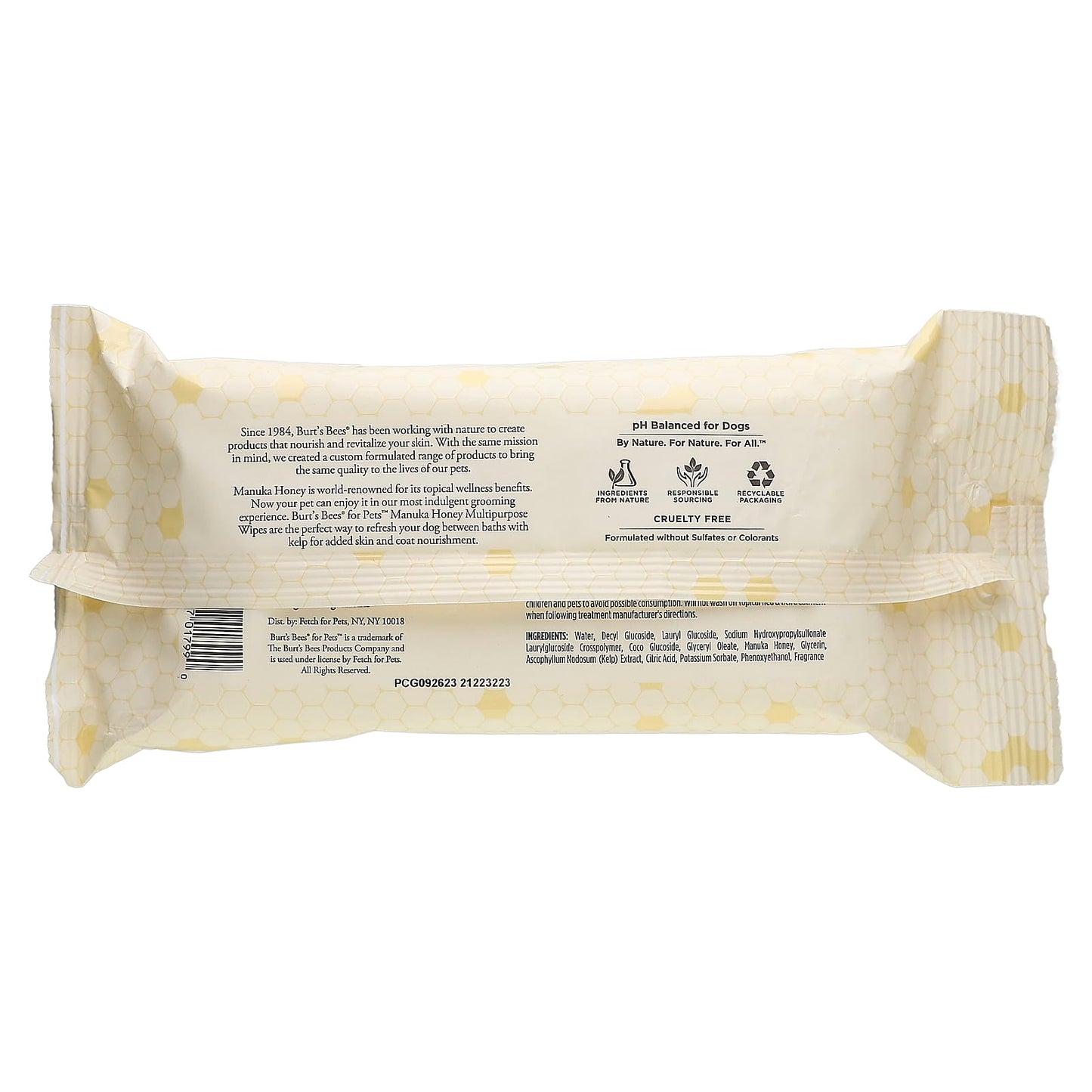 Burt's Bees, Manuka Honey Multipurpose Wipes with Kelp, For Dogs, Milk & Honey, 50 Wipes