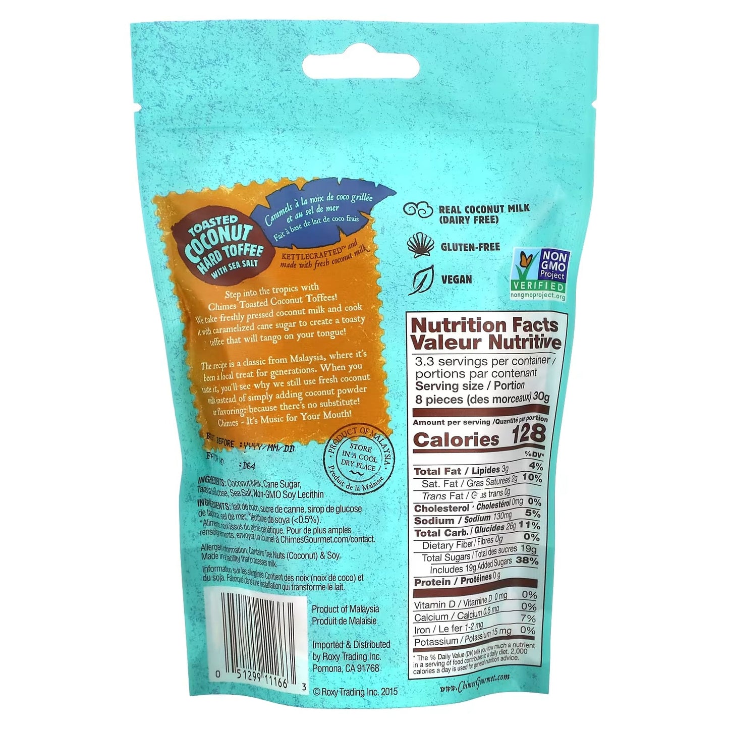 Chimes, Toasted Coconut Hard Toffee with Sea Salt, 3.5 oz (100 g)