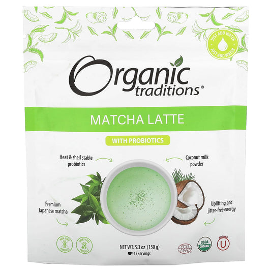 Organic Traditions-Matcha Latte with Probiotics-5.3 oz (150 g)