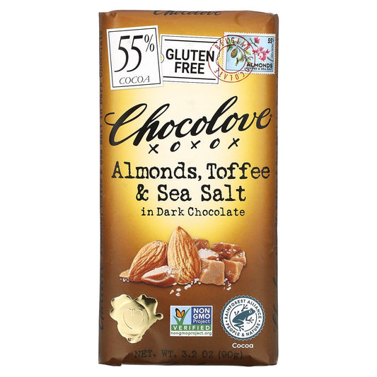 Chocolove-Almonds-Toffee & Sea Salt in Dark Chocolate-55% Cocoa-3.2 oz (90 g)