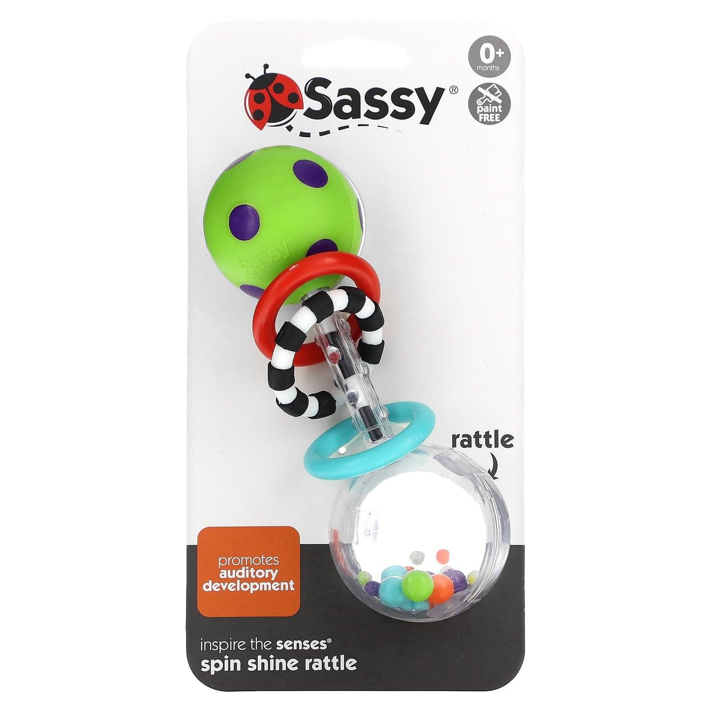 Sassy-Inspire The Senses-Spin Shine Rattle-0+ Months-1 Count