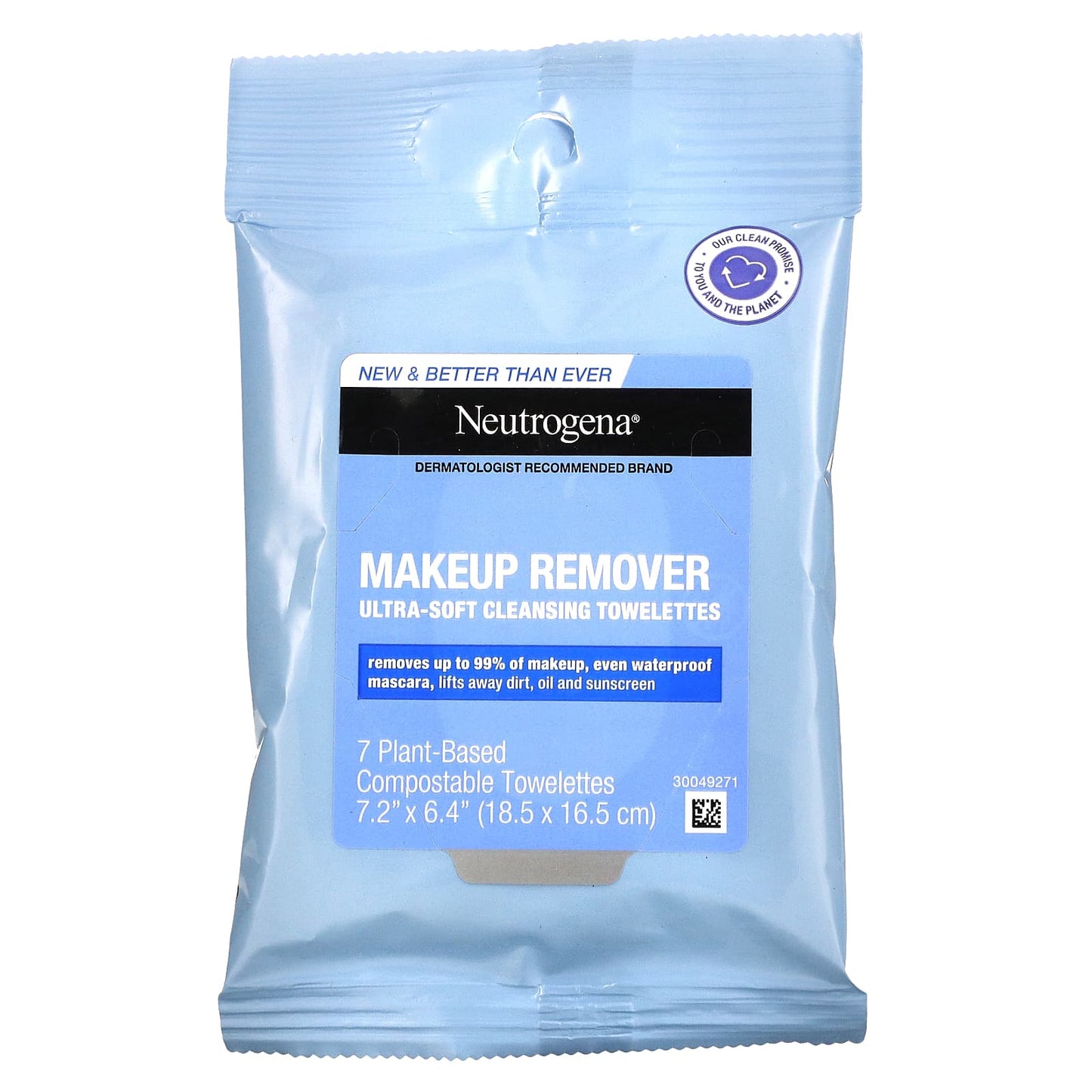 Neutrogena-Makeup Remover Ultra-Soft Cleansing Towelettes- 7 Plant-Based Compostable Towelettes