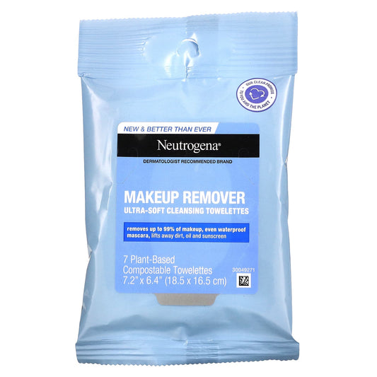 Neutrogena-Makeup Remover Ultra-Soft Cleansing Towelettes- 7 Plant-Based Compostable Towelettes