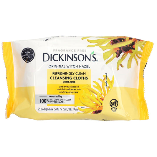 Dickinson Brands-Original Witch Hazel-Refreshingly Clean Cleansing Cloths-Fragrance Free -25 Cloths