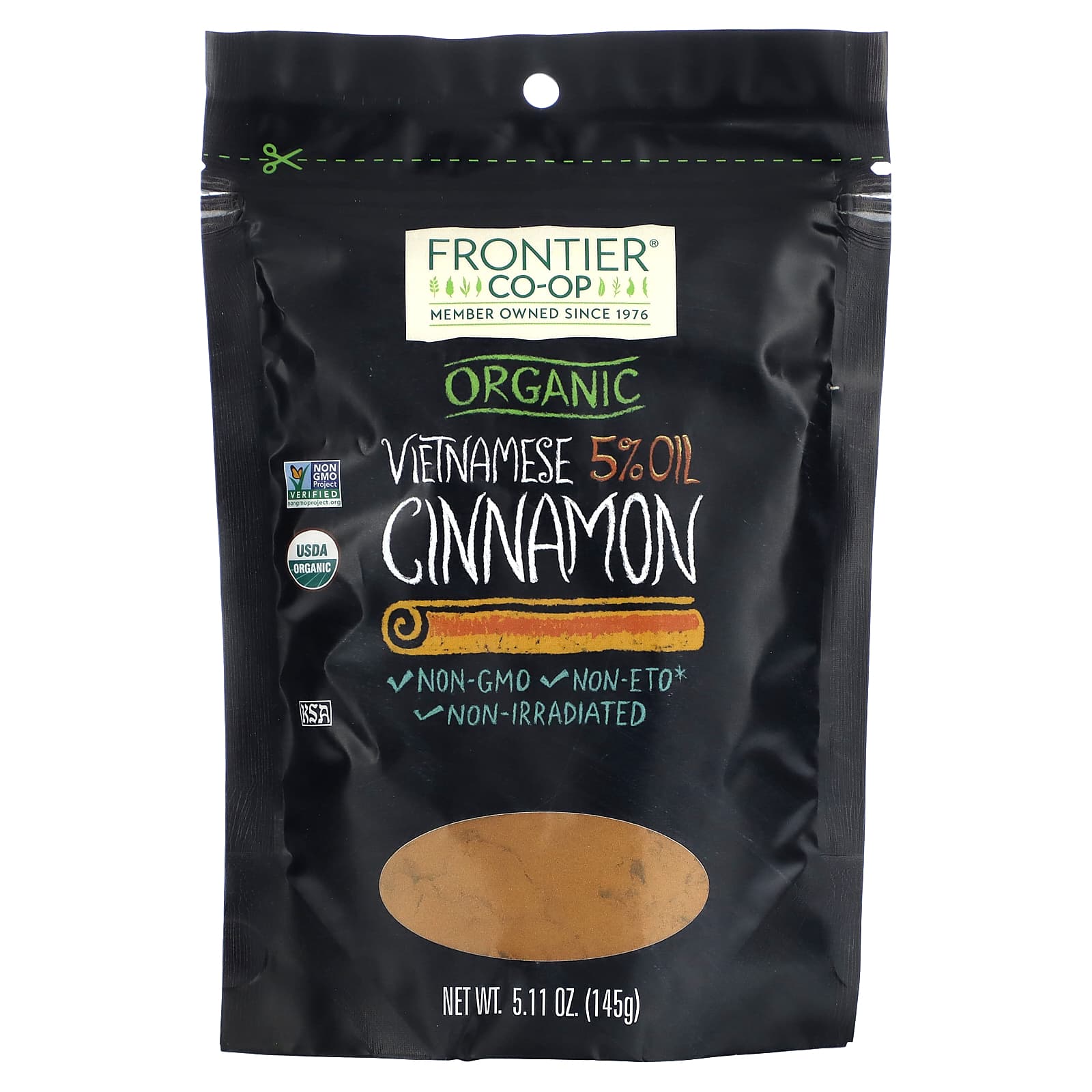 Frontier Co-op-Organic Vietnamese 5% Oil Cinnamon-5.11 oz (145 g)