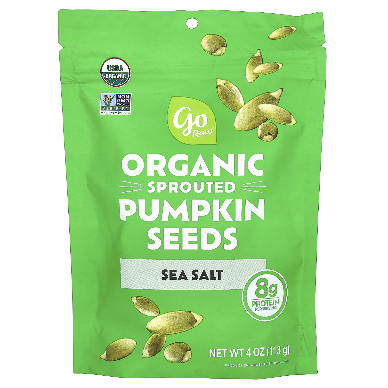 Go Raw-Organic Sprouted Pumpkin Seeds-Sea Salt-4 oz (113 g)