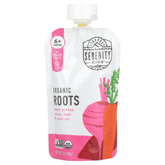 Serenity Kids-Organic Roots-6+ Months-Sweet Potato-Carrot-Beet & Olive Oil-3.5 oz (99 g)