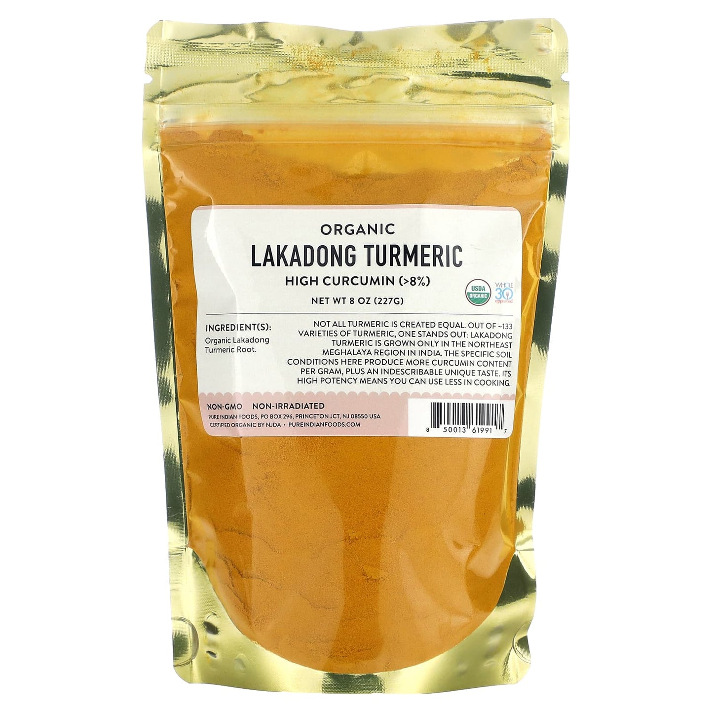 Pure Indian Foods-Organic Lakadong Turmeric-8 oz (227 g)