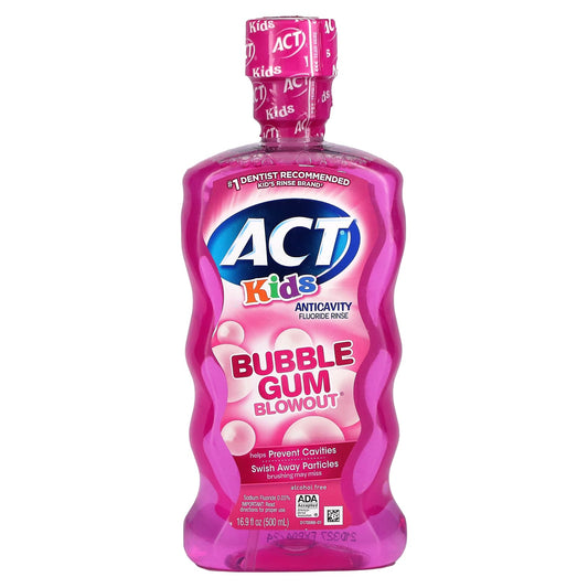 Act-Kids-Anticavity Fluoride Rinse-Alcohol Free-Bubble Gum Blowout-16.9 fl oz (500 ml)