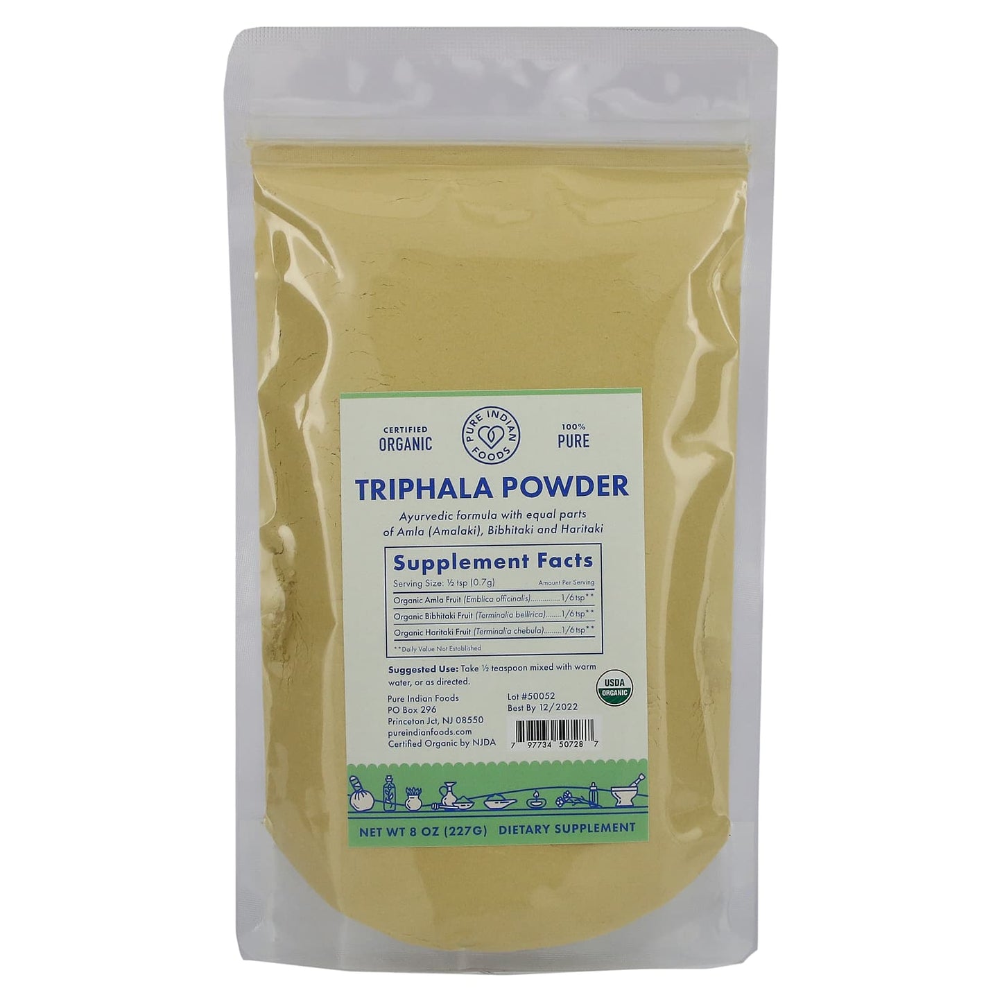 Pure Indian Foods-Organic Triphala Powder-8 oz (227 g)