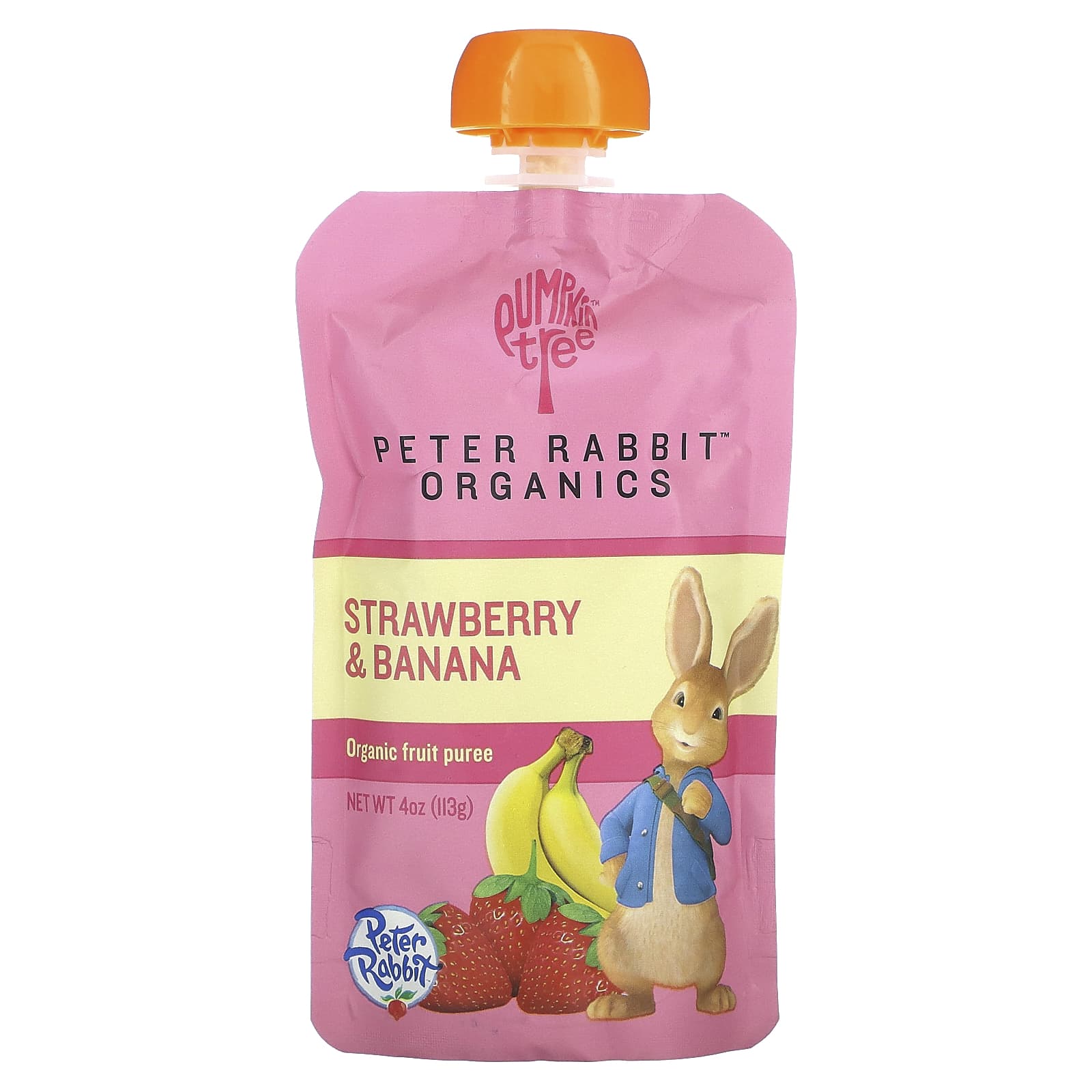 Pumpkin Tree Organics-Peter Rabbit Organics-Organic Fruit Puree-Strawberry & Banana-4 oz (113 g)