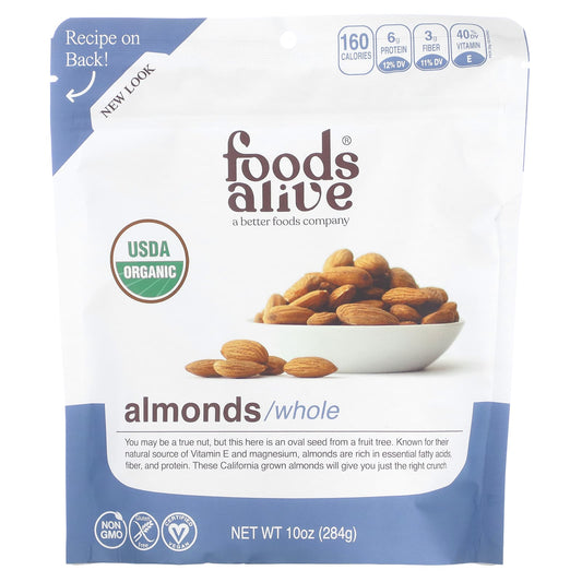 Foods Alive-Organic Almonds-Whole -10 oz (284 g)