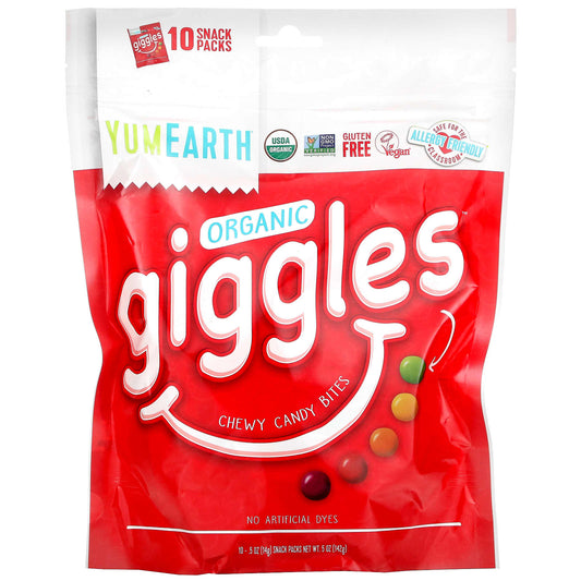 YumEarth-Organic Giggles-10 Snack Packs-.5 oz (14 g) Each