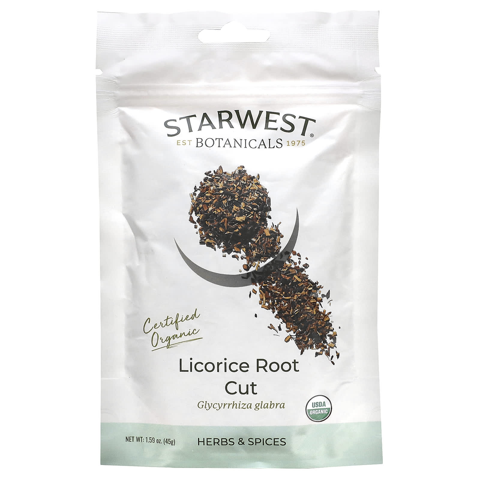 Starwest Botanicals-Certified Organic Licorice Root Cut-1.59 oz (45 g)