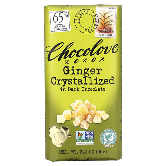 Chocolove-Ginger Crystallized in Dark Chocolate-65% Cocoa-3.2 oz (90 g)