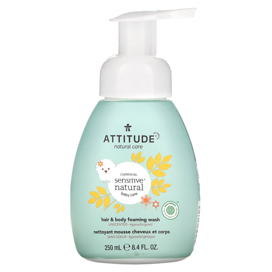 ATTITUDE-Baby-Hair and Body Foaming Wash-Unscented-8.4 fl oz (250 ml)