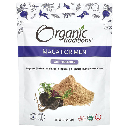 Organic Traditions-Maca For Men with Probiotics-5.3 oz (150 g)