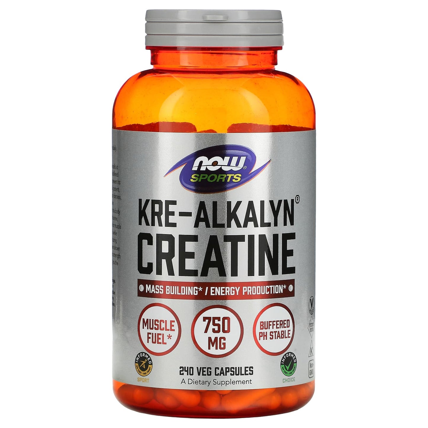 NOW Foods-Sports-Kre-Alkalyn Creatine-1,500 mg-240 Veg Capsules (750 mg per Capsule)