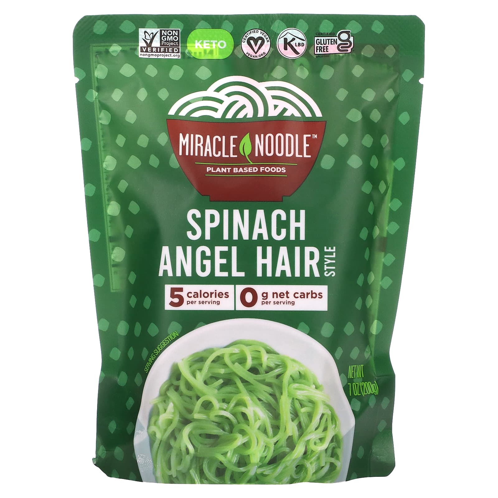 Miracle Noodle-Spinach Angel Hair Style-7 oz (200 g)