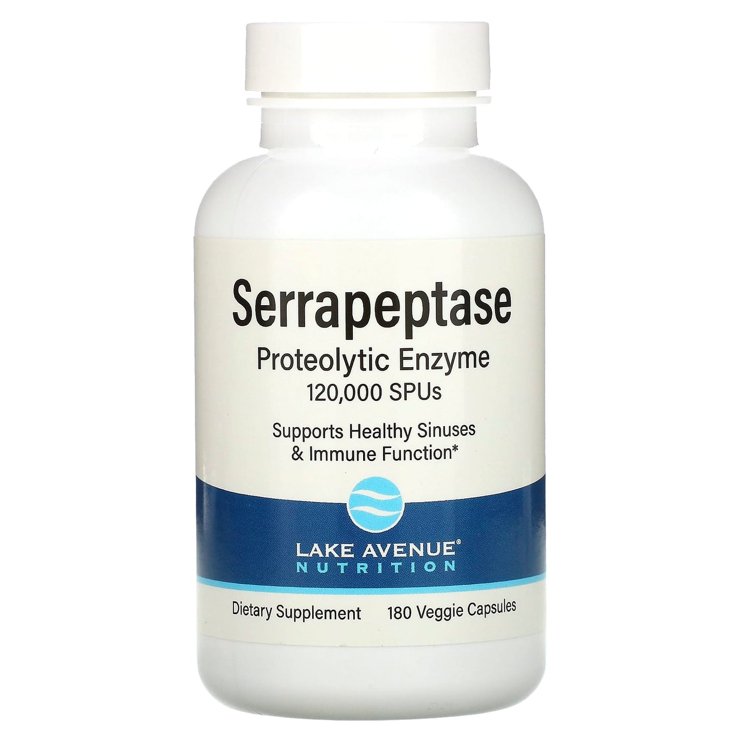 Lake Avenue Nutrition-Serrapeptase-Proteolytic Enzyme-120,000 SPUs-180 Veggie Capsules