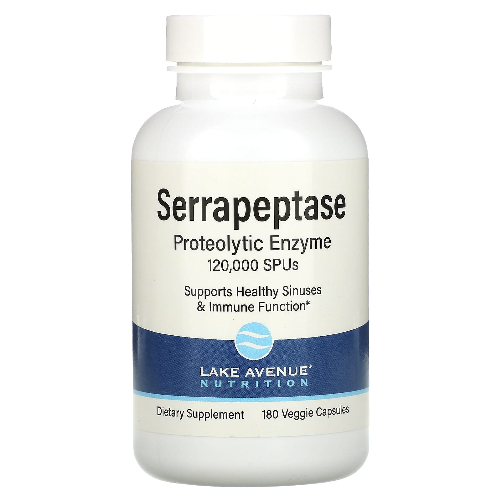 Lake Avenue Nutrition-Serrapeptase-Proteolytic Enzyme-120,000 SPUs-180 Veggie Capsules