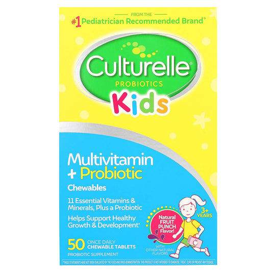 Culturelle-Kids-Multivitamin + Probiotic Chewables-3+ Years-Natural Fruit Punch-50 Chewable Tablets