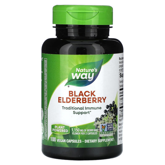 Nature's Way-Black Elderberry-1,150 mg-100 Vegan Capsules (575 mg per Capsule)