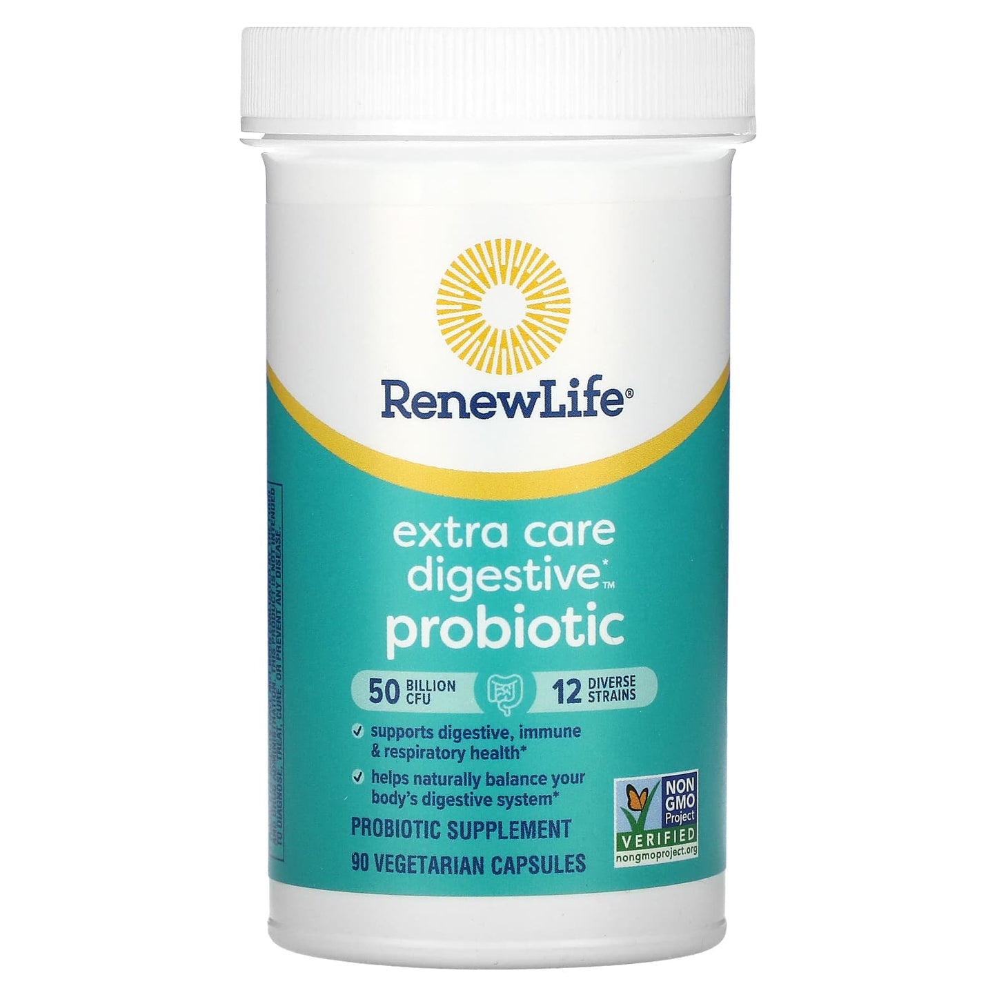 Renew Life, Extra Care Digestive Probiotic, 50 Billion CFU, 90 Vegetarian Capsules