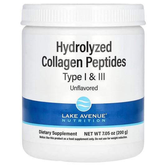 Lake Avenue Nutrition-Hydrolyzed Collagen Peptides-Type I and III-Unflavored-7.05 oz (200 g)