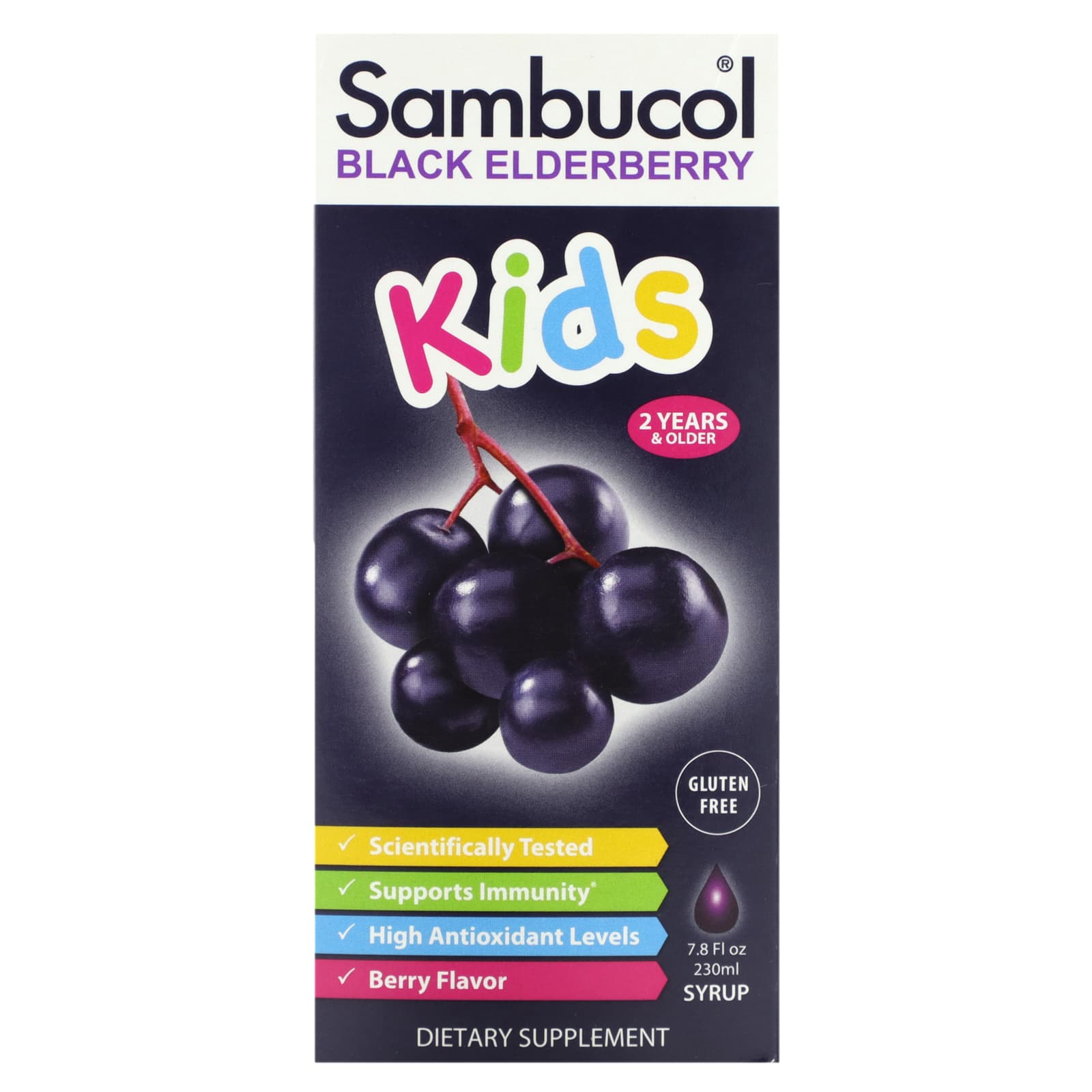 Sambucol-Kids-Black Elderberry Syrup-2 Years & Older-Berry-7.8 fl oz (230 ml)