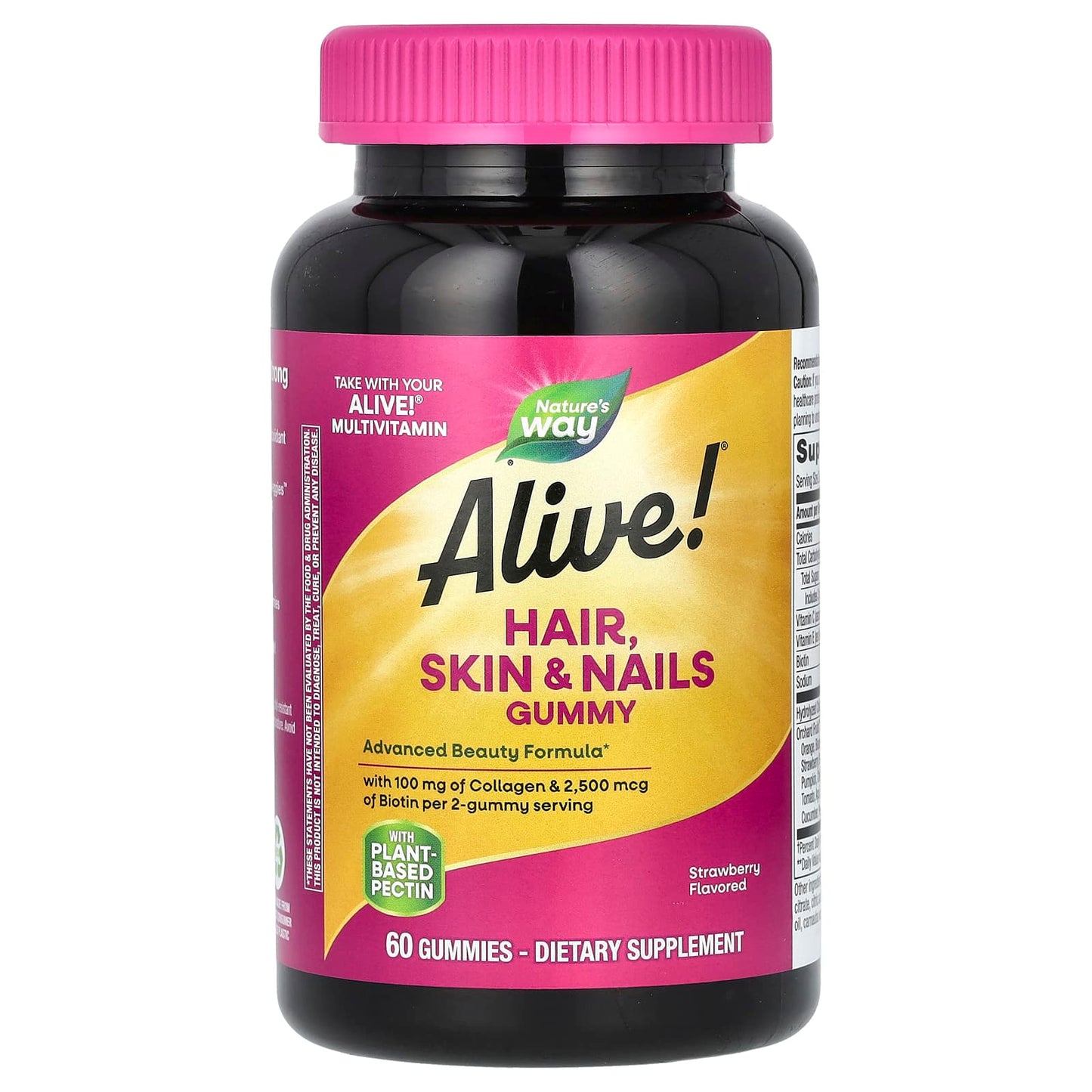 Nature's Way-Alive! Hair-Skin & Nails Gummies-Strawberry-60 Gummies