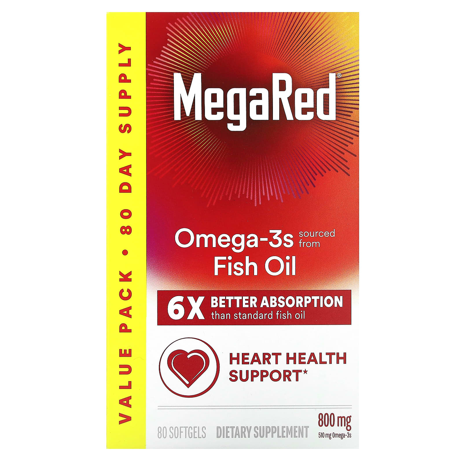 Schiff-MegaRed-Omega-3s Fish Oil-Vanilla-800 mg-80 Softgels