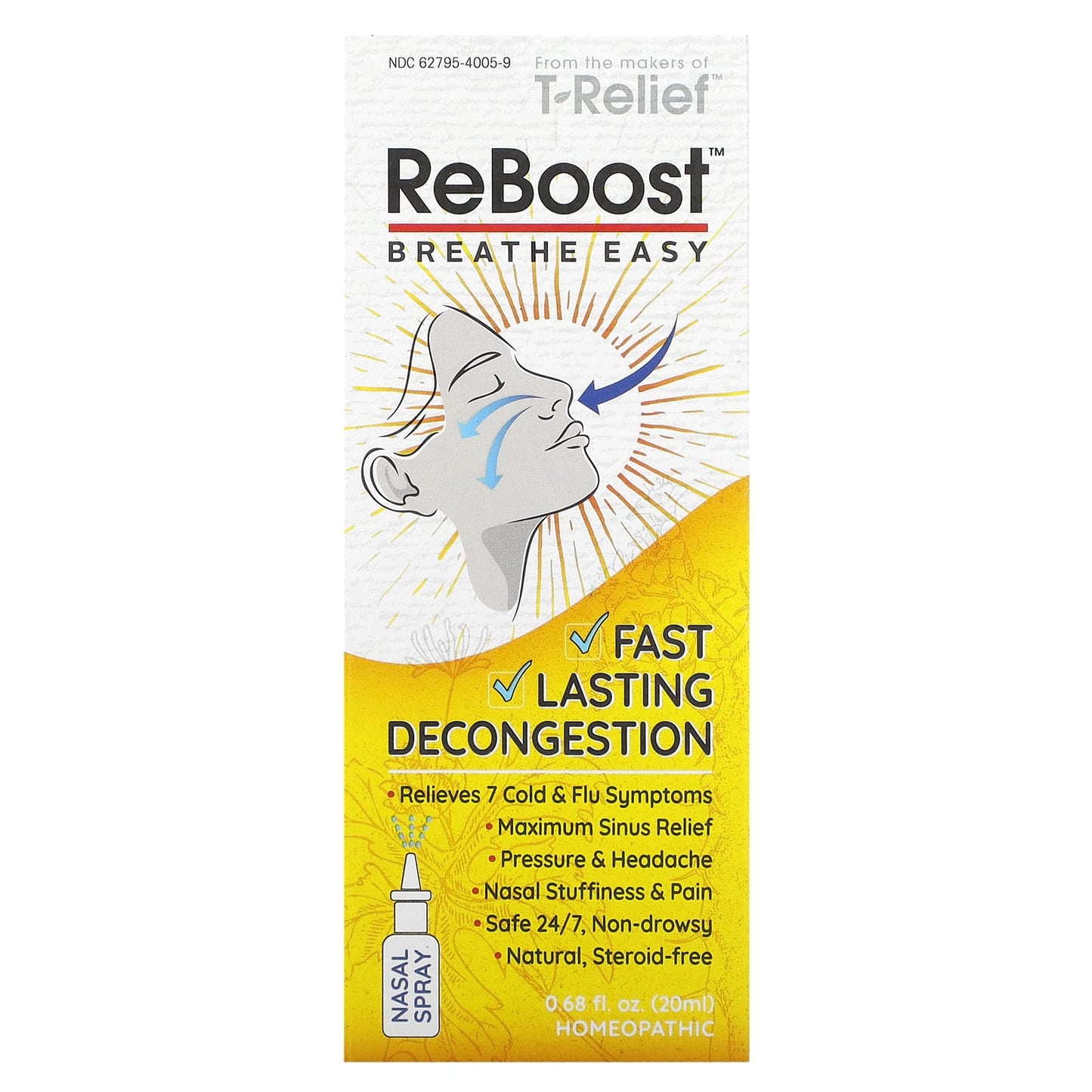 MediNatura-T-Relief-ReBoost-Breathe Easy-Decongestion Spray-0.68 fl oz (20 ml)