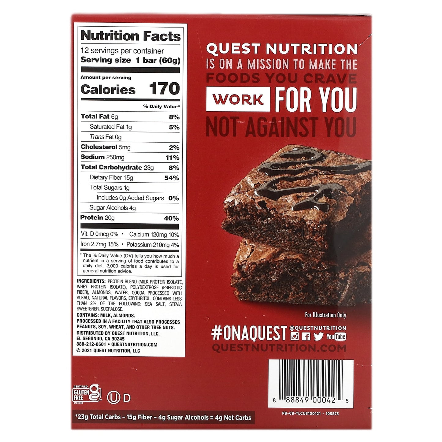 Quest Nutrition, Protein Bar, Chocolate Brownie, 12 Bars, 2.12 oz (60 g) Each