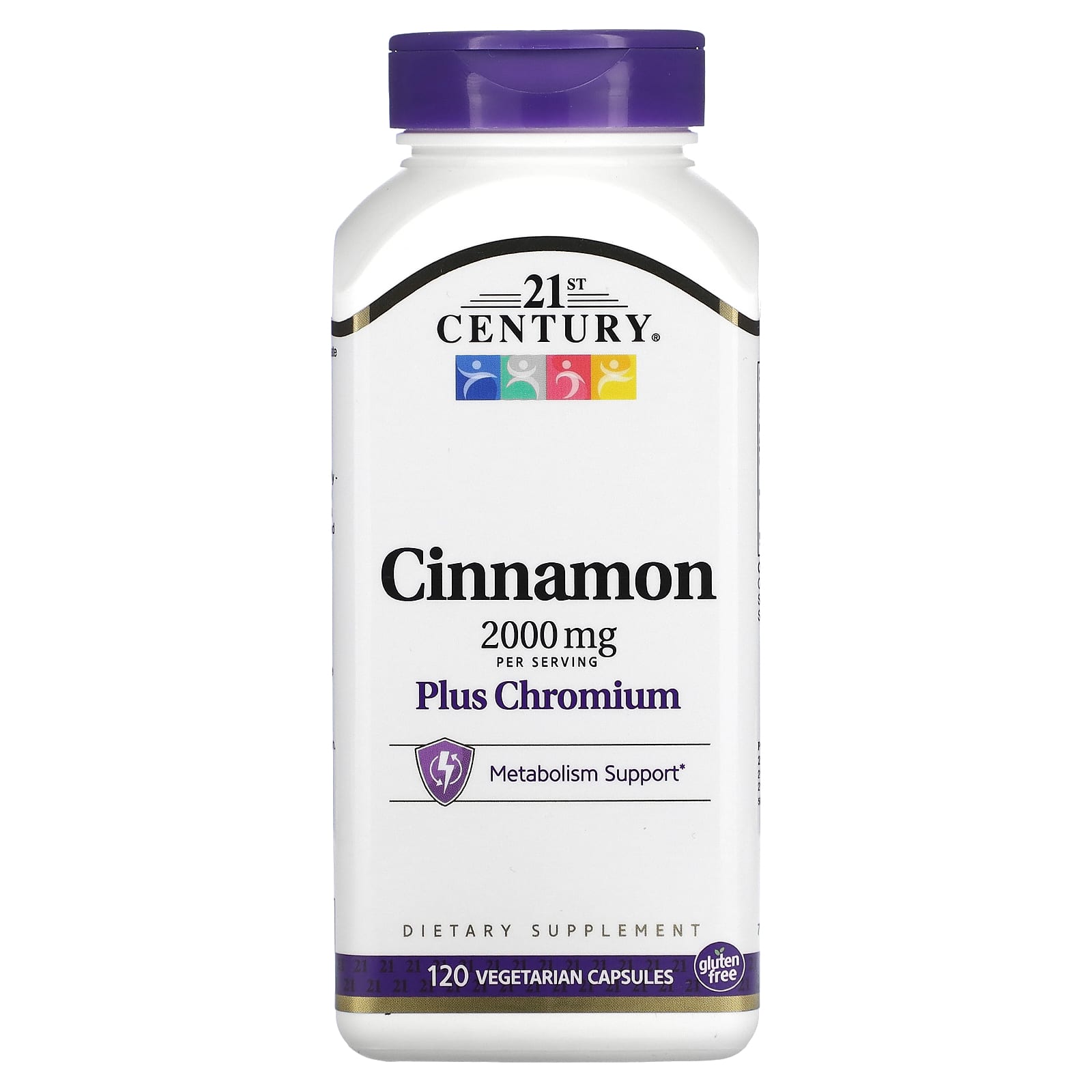 21st Century-Cinnamon Plus Chromium-2,000 mg-120 Vegetarian Capsules (500 mg per Capsule)