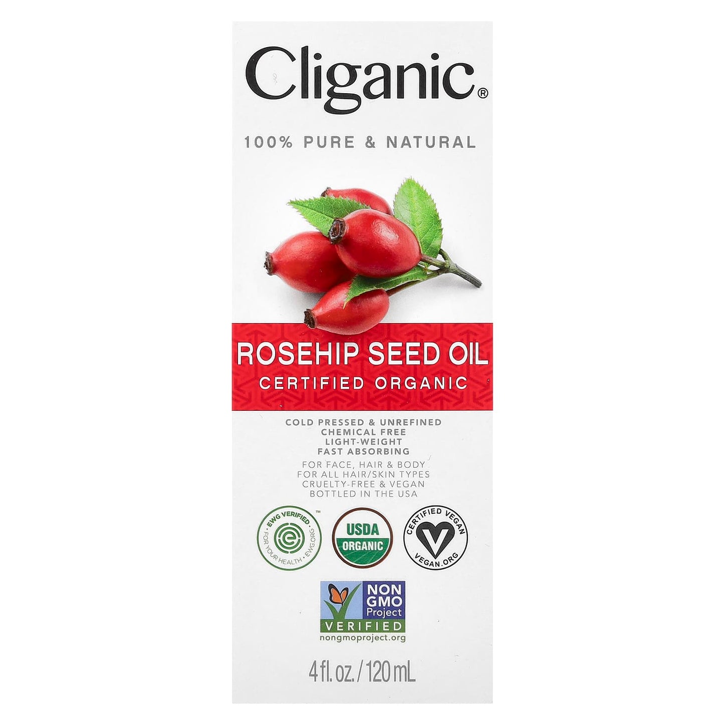 Cliganic, Organic Rosehip Seed Oil, 4 fl oz (120 ml)